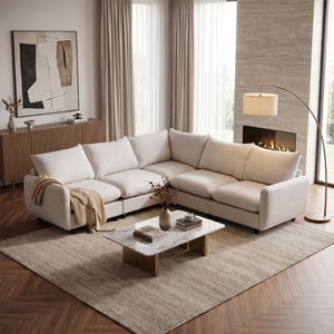 English Elm 99 in Modular Five Piece L Shaped Sectional Sofa with Eucalyptus Frame for Living Room N773IS00007WW