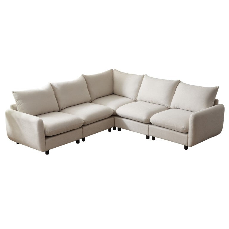 English Elm 99 in Modular Five Piece L Shaped Sectional Sofa with Eucalyptus Frame for Living Room N773IS00007WW