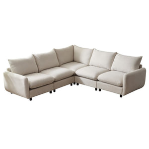 English Elm 99 in Modular Five Piece L Shaped Sectional Sofa with Eucalyptus Frame for Living Room N773IS00007WW