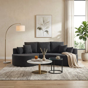 English Elm 106 in Chenille Cloud Sectional Sofa with Chaise Foam Fill and 7 Accent Pillows Black N773IS00013BB