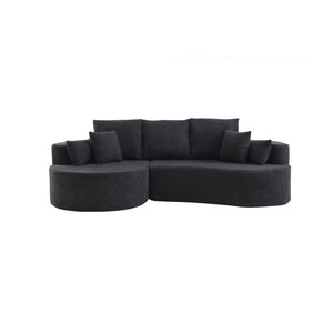 English Elm 106 in Chenille Cloud Sectional Sofa with Chaise Foam Fill and 7 Accent Pillows Black N773IS00013BB