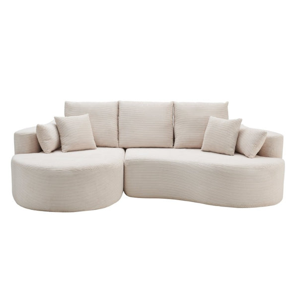 English Elm 106 in Chenille Cloud Sectional Sofa with Chaise Foam Fill and 7 Accent Pillows Whitecap Gray N773IS00013GG