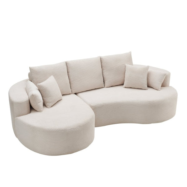 English Elm 106 in Chenille Cloud Sectional Sofa with Chaise Foam Fill and 7 Accent Pillows Whitecap Gray N773IS00013GG