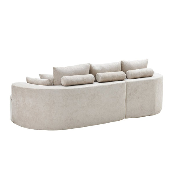English Elm 106 in Chenille Cloud Sectional Sofa with Chaise Foam Fill and 7 Accent Pillows Silver Lining N773IS00013SS