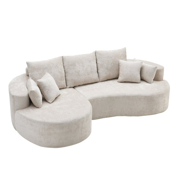 English Elm 106 in Chenille Cloud Sectional Sofa with Chaise Foam Fill and 7 Accent Pillows Silver Lining N773IS00013SS