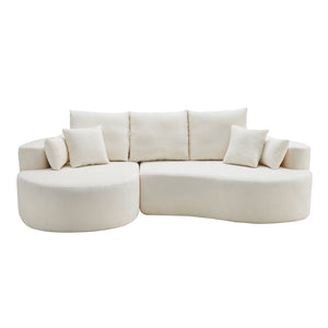 English Elm 106 in Two Piece Chenille Cloud Sectional Curved Chaise Sofa for Modern Living N773IS00013WW