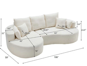 English Elm 106 in Two Piece Chenille Cloud Sectional Curved Chaise Sofa for Modern Living N773IS00013WW