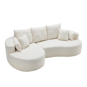 English Elm 106 in Two Piece Chenille Cloud Sectional Curved Chaise Sofa for Modern Living N773IS00013WW