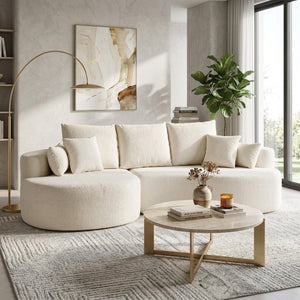 English Elm 106 in Two Piece Chenille Cloud Sectional Curved Chaise Sofa for Modern Living N773IS00013WW