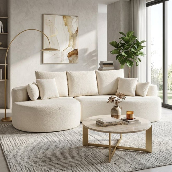 English Elm 106 in Two Piece Chenille Cloud Sectional Curved Chaise Sofa for Modern Living N773IS00013WW
