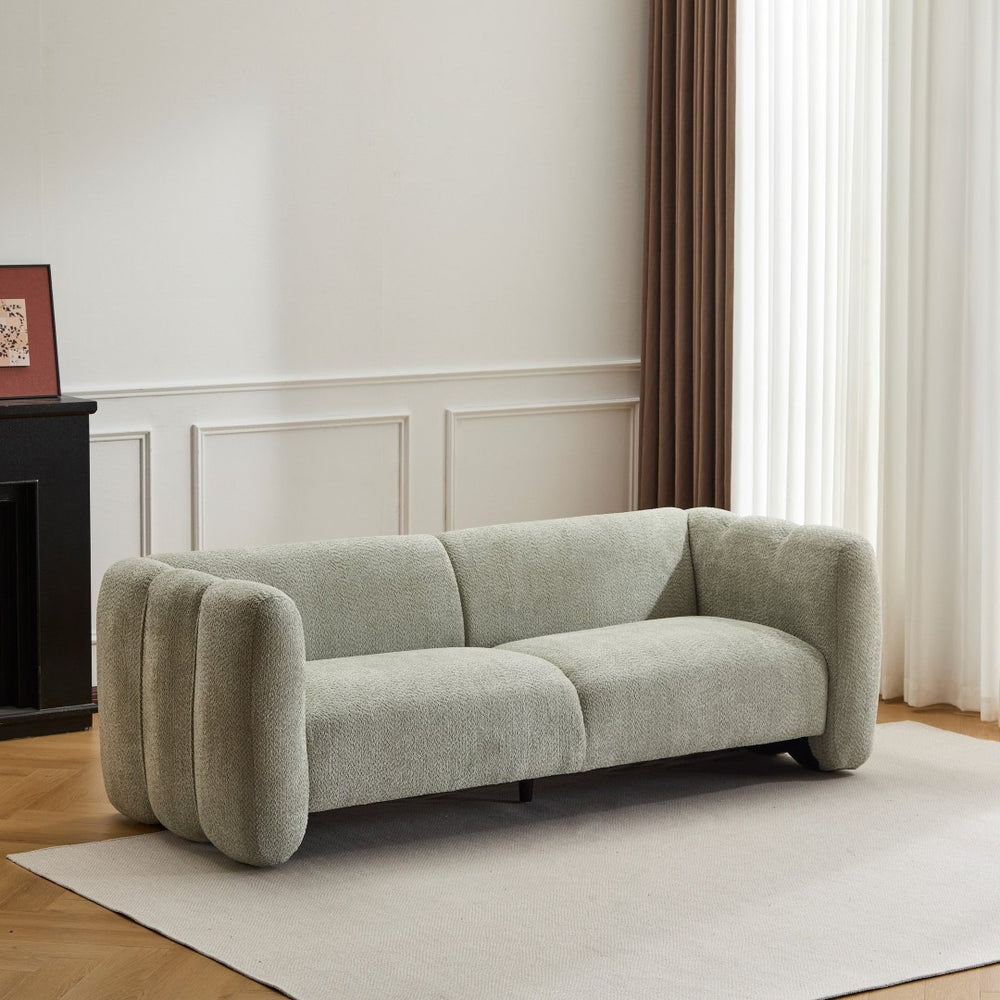 English Elm Tonson Wave Curved Three Seater Sofa with Cloud Cushions for Modern Living Spaces N773IS00030G