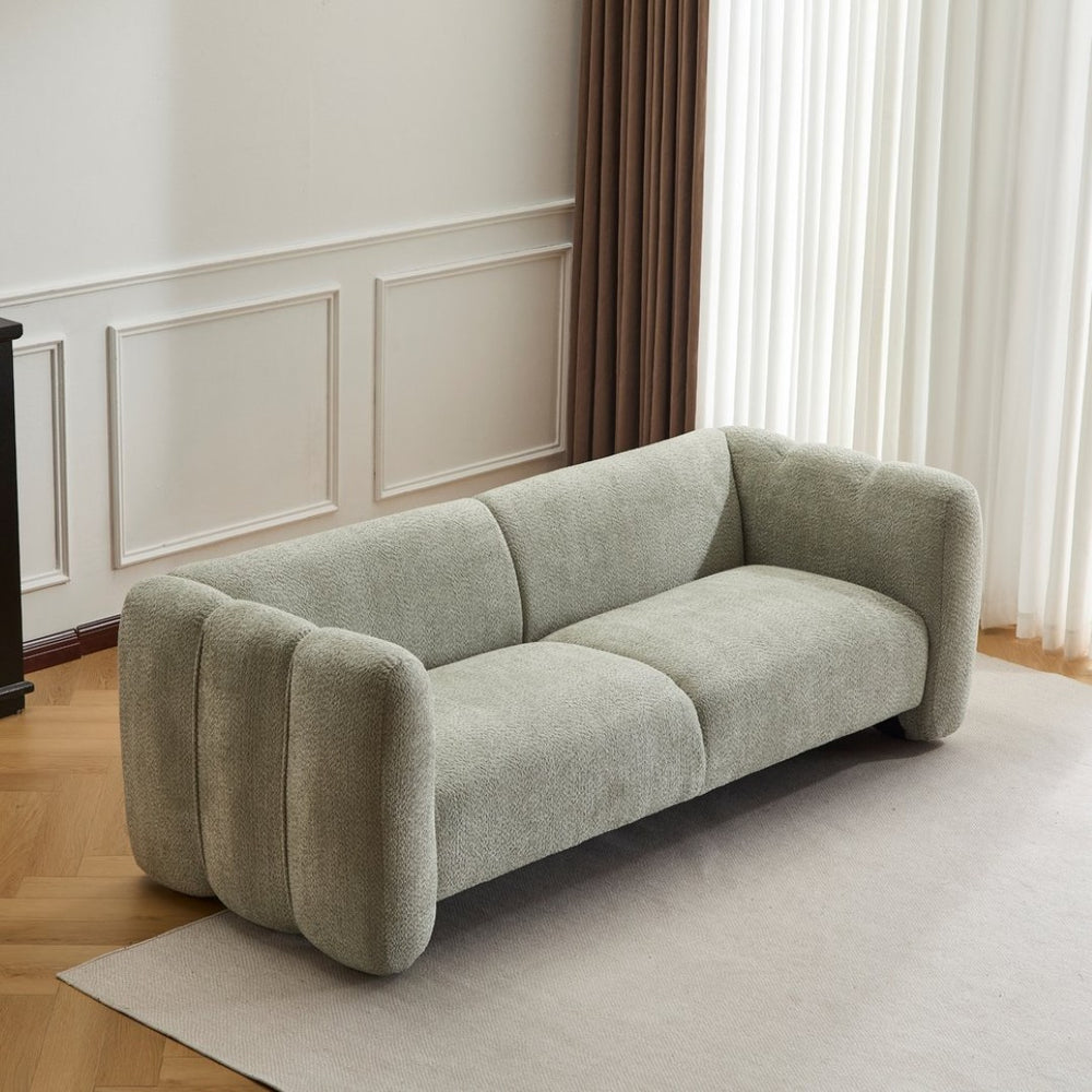 English Elm Tonson Wave Curved Three Seater Sofa with Cloud Cushions for Modern Living Spaces N773IS00030G