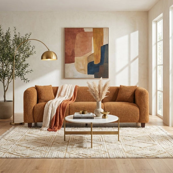 English Elm Silo 87 Inch Three Seat Velvet Sofa Foam Cushions Spring Support Living Room Amber N773IS00036A