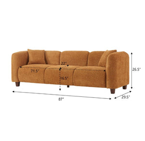 English Elm Silo 87 Inch Three Seat Velvet Sofa Foam Cushions Spring Support Living Room Amber N773IS00036A