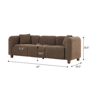 English Elm Silo 87 Inch Three Seat Velvet Sofa Foam Cushions Spring Support Living Room Dark Brown N773IS00036D