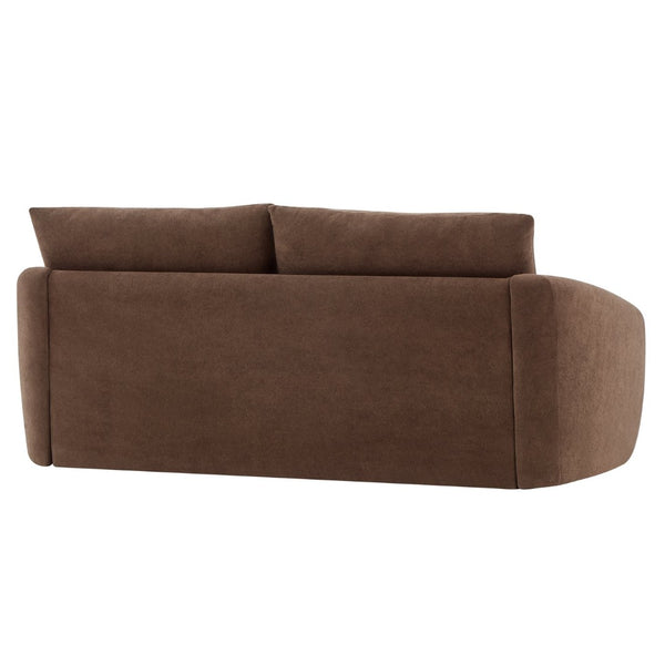 English Elm 75 Inch Curved Velvet Sofa with Solid Wood Frame Plush Seating for Living Room Dark Brown N773IS00099D