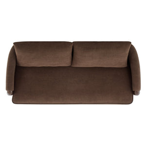 English Elm 75 Inch Curved Velvet Sofa with Solid Wood Frame Plush Seating for Living Room Dark Brown N773IS00099D