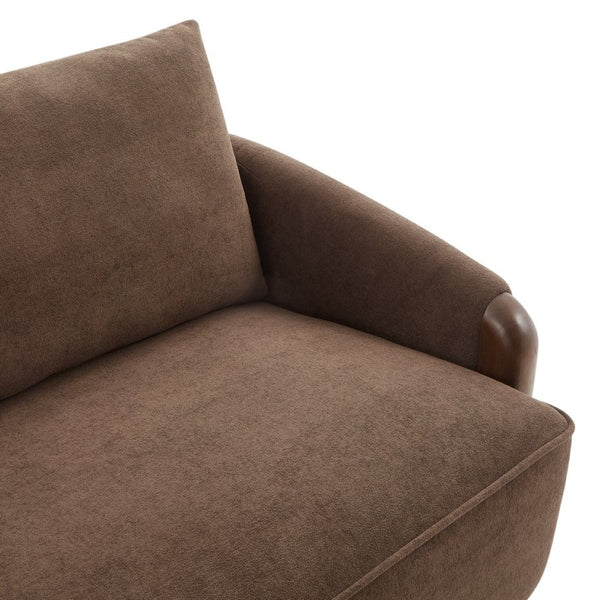 English Elm 75 Inch Curved Velvet Sofa with Solid Wood Frame Plush Seating for Living Room Dark Brown N773IS00099D
