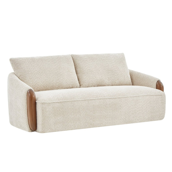 English Elm 75 Inch Curved Velvet Sofa with Solid Wood Frame Plush Seating for Living Room Sesame N773IS00099S