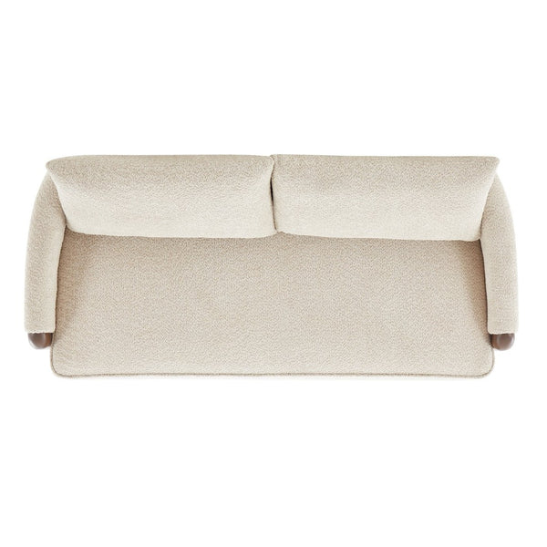 English Elm 75 Inch Curved Velvet Sofa with Solid Wood Frame Plush Seating for Living Room Sesame N773IS00099S