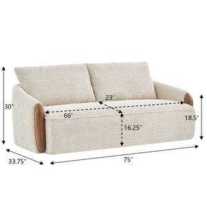 English Elm 75 Inch Curved Velvet Sofa with Solid Wood Frame Plush Seating for Living Room Sesame N773IS00099S
