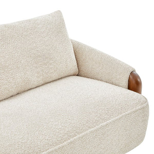 English Elm 75 Inch Curved Velvet Sofa with Solid Wood Frame Plush Seating for Living Room Sesame N773IS00099S