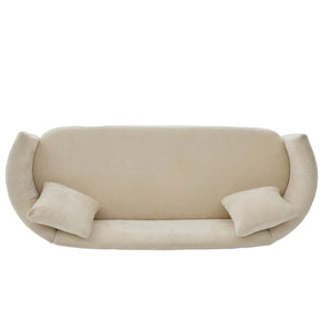 English Elm 81 in Curved Boucle Upholstered Sofa with Walnut Wood Base for Modern Living Rooms Beige N773IS00100B