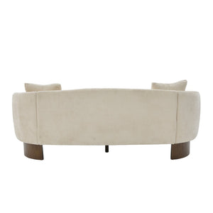 English Elm 81 in Curved Boucle Upholstered Sofa with Walnut Wood Base for Modern Living Rooms Beige N773IS00100B