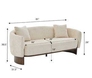 English Elm 81 in Curved Boucle Upholstered Sofa with Walnut Wood Base for Modern Living Rooms Beige N773IS00100B