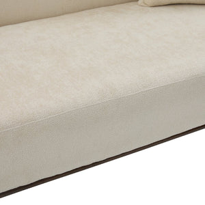 English Elm 81 in Curved Boucle Upholstered Sofa with Walnut Wood Base for Modern Living Rooms Beige N773IS00100B