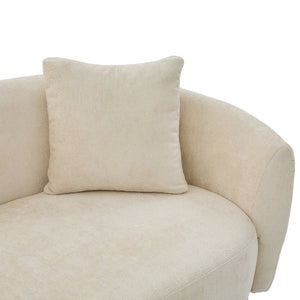 English Elm 81 in Curved Boucle Upholstered Sofa with Walnut Wood Base for Modern Living Rooms Beige N773IS00100B