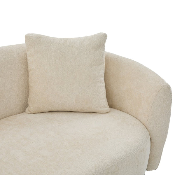 English Elm 81 in Curved Boucle Upholstered Sofa with Walnut Wood Base for Modern Living Rooms Beige N773IS00100B