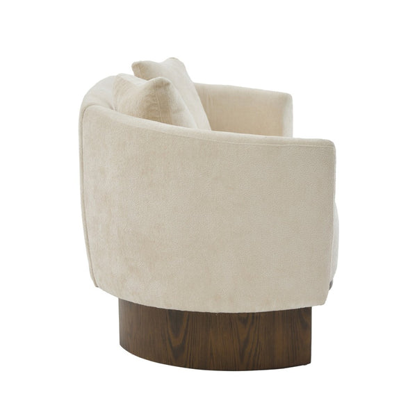English Elm 81 in Curved Boucle Upholstered Sofa with Walnut Wood Base for Modern Living Rooms Beige N773IS00100B