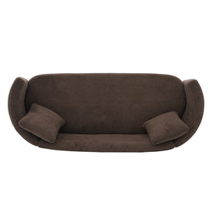 English Elm 81 in Curved Boucle Upholstered Sofa with Walnut Wood Base for Modern Living Rooms Dark Brown N773IS00100D