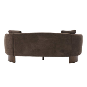 English Elm 81 in Curved Boucle Upholstered Sofa with Walnut Wood Base for Modern Living Rooms Dark Brown N773IS00100D