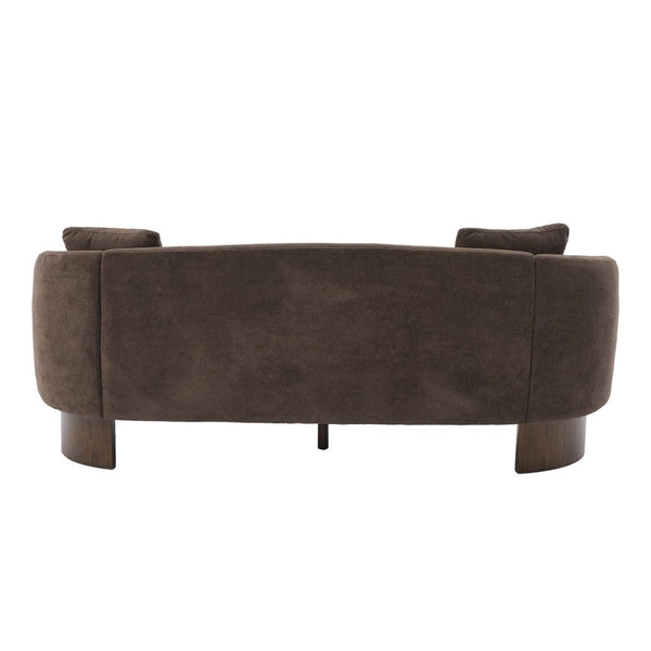 English Elm 81 in Curved Boucle Upholstered Sofa with Walnut Wood Base for Modern Living Rooms Dark Brown N773IS00100D