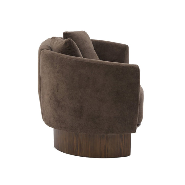 English Elm 81 in Curved Boucle Upholstered Sofa with Walnut Wood Base for Modern Living Rooms Dark Brown N773IS00100D