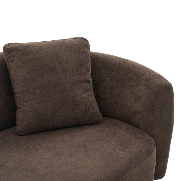 English Elm 81 in Curved Boucle Upholstered Sofa with Walnut Wood Base for Modern Living Rooms Dark Brown N773IS00100D