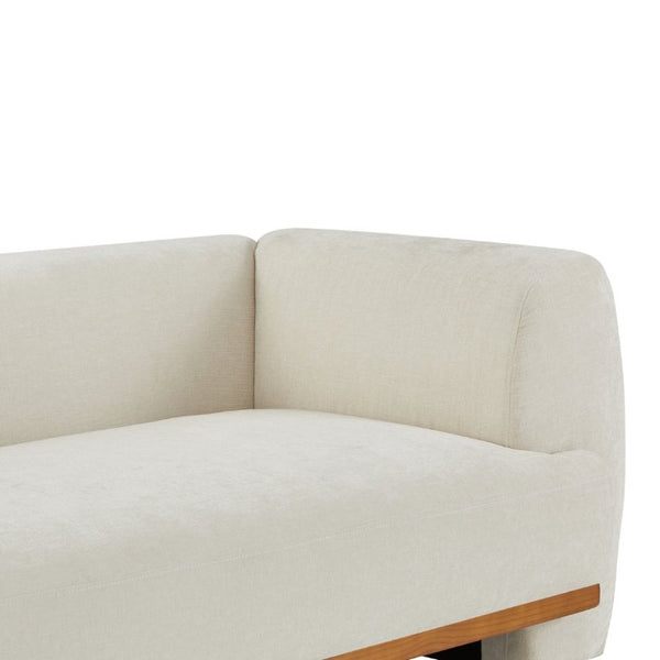 English Elm Flow Curved Chenille Sofa with Wood Base Accents for a Refined Modern Living Room Beige N773IS00123B