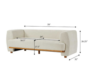 English Elm Flow Curved Chenille Sofa with Wood Base Accents for a Refined Modern Living Room Beige N773IS00123B