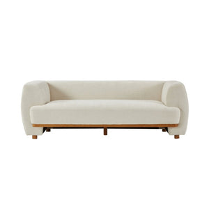 English Elm Flow Curved Chenille Sofa with Wood Base Accents for a Refined Modern Living Room Beige N773IS00123B