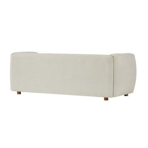 English Elm Flow Curved Chenille Sofa with Wood Base Accents for a Refined Modern Living Room Beige N773IS00123B