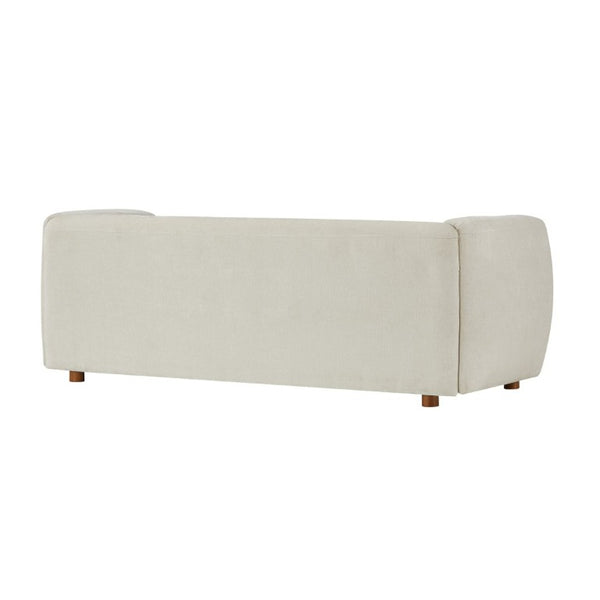 English Elm Flow Curved Chenille Sofa with Wood Base Accents for a Refined Modern Living Room Beige N773IS00123B
