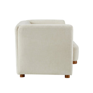 English Elm Flow Curved Chenille Sofa with Wood Base Accents for a Refined Modern Living Room Beige N773IS00123B