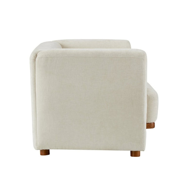 English Elm Flow Curved Chenille Sofa with Wood Base Accents for a Refined Modern Living Room Beige N773IS00123B