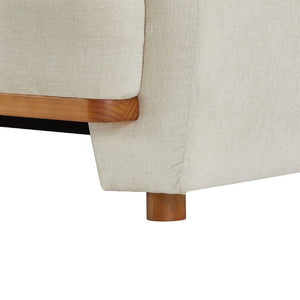 English Elm Flow Curved Chenille Sofa with Wood Base Accents for a Refined Modern Living Room Beige N773IS00123B