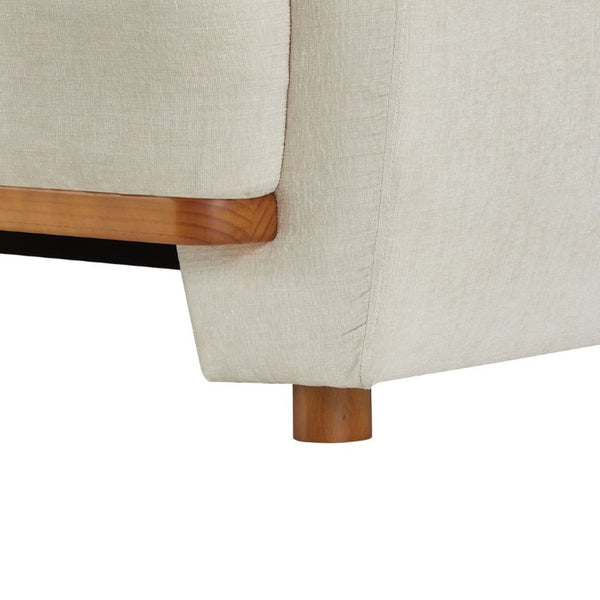 English Elm Flow Curved Chenille Sofa with Wood Base Accents for a Refined Modern Living Room Beige N773IS00123B