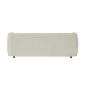 English Elm Flow Curved Chenille Sofa with Wood Base Accents for a Refined Modern Living Room Beige N773IS00123B