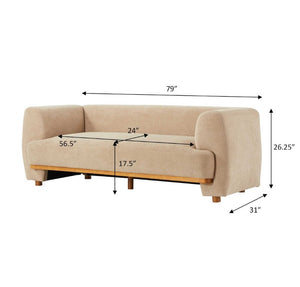 English Elm Flow Curved Chenille Sofa with Wood Base Accents for a Refined Modern Living Room Nomad N773IS00123N