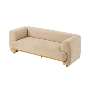 English Elm Flow Curved Chenille Sofa with Wood Base Accents for a Refined Modern Living Room Nomad N773IS00123N